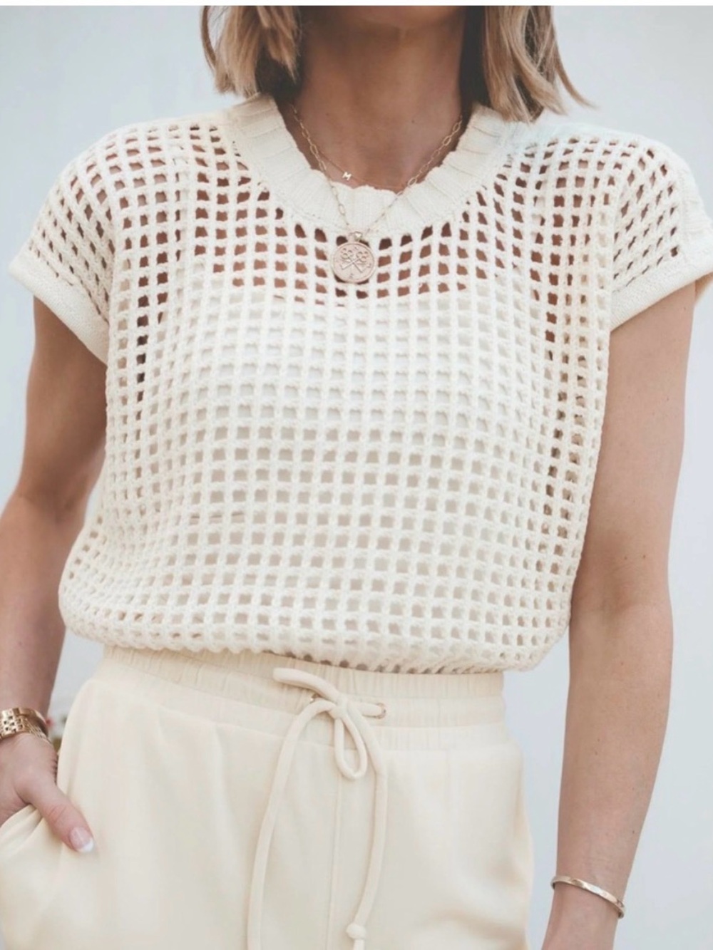 Splendid x @Cellajaneblog Pointelle Sweater Vest MEDIUM includes Tank Top